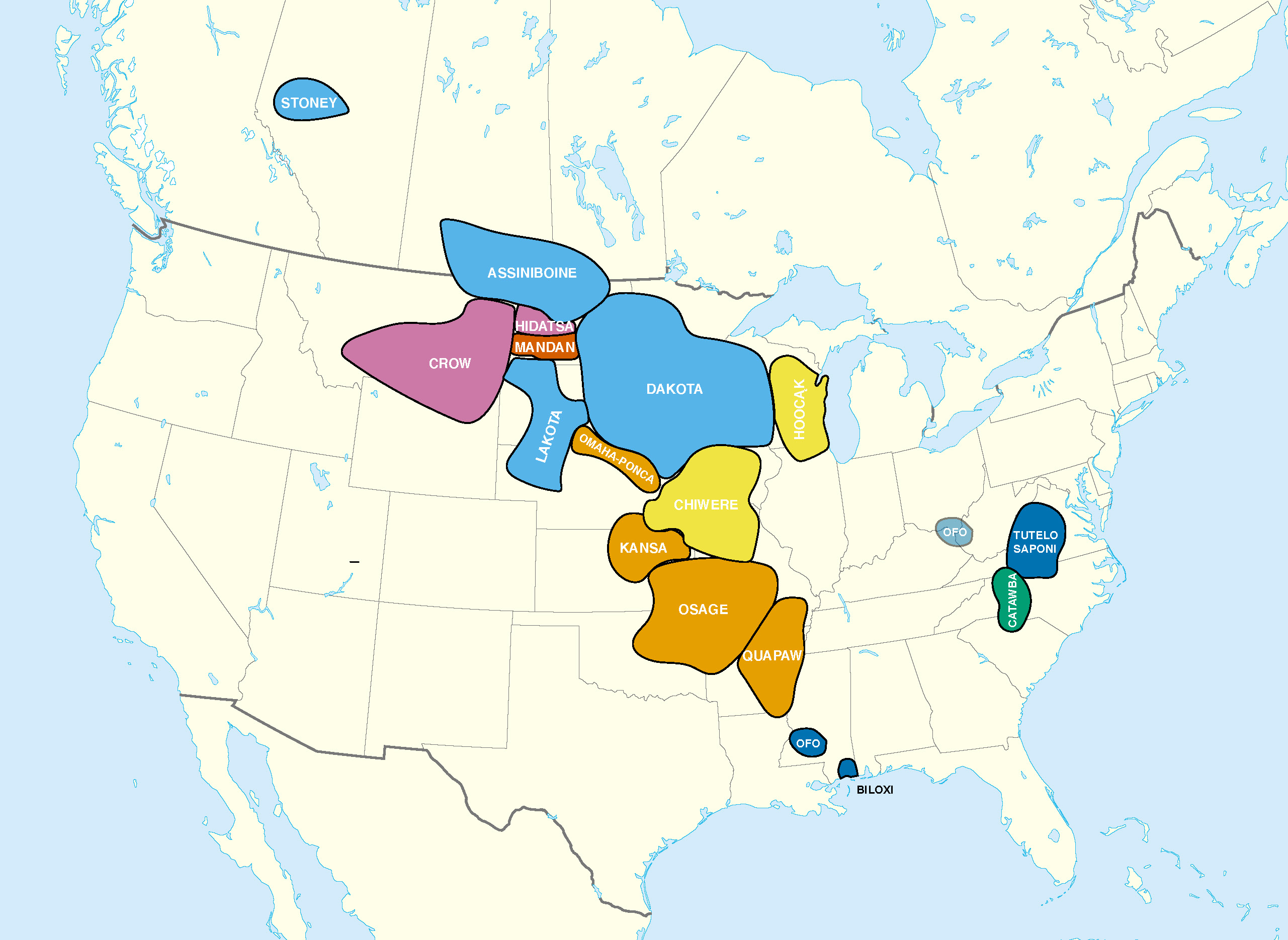 Siouan language family and map.
